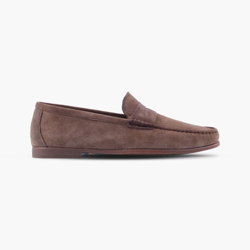 Men's beige suede leather moccasins