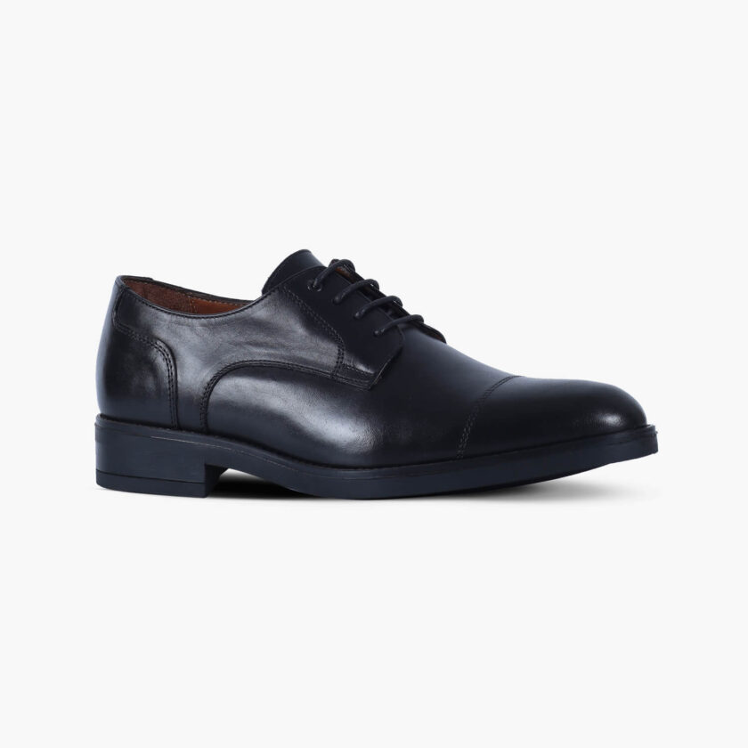 Men's Black Leather Cap Toe Derbies