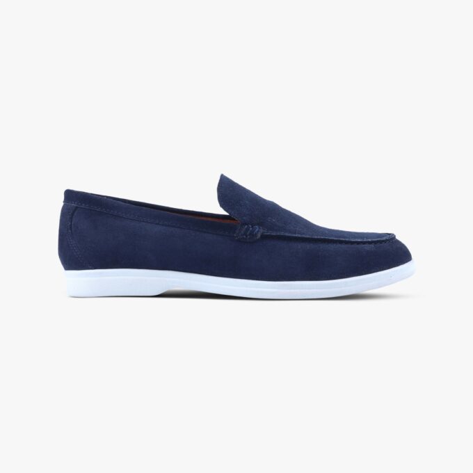 Men's blue suede leather loafers