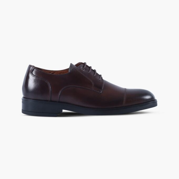 Men's Dark Brown Leather Cap Toe Derbies