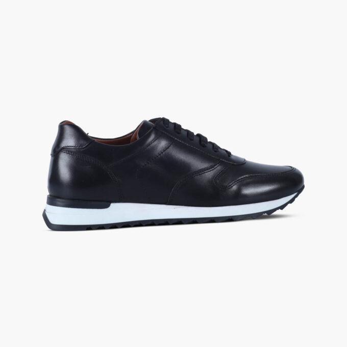 Men's Black Leather Run Sneakers