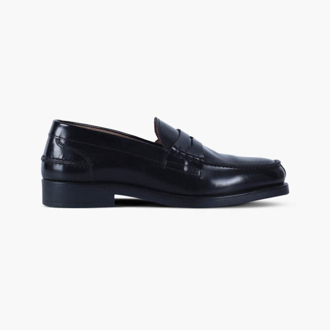 Men's Black Shiny Leather Loafers