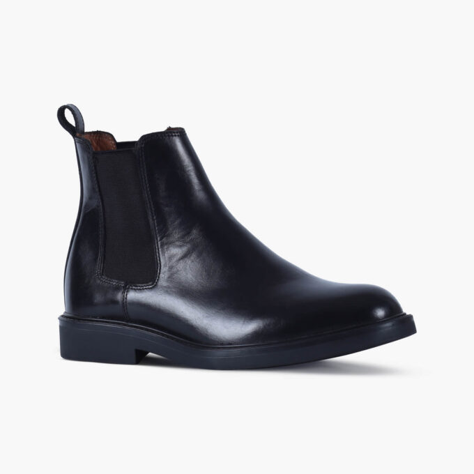 Men's Polished Black Leather Chelsea Boots