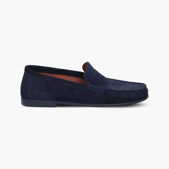 Men's Dark Blue Suede Leather Moccasins