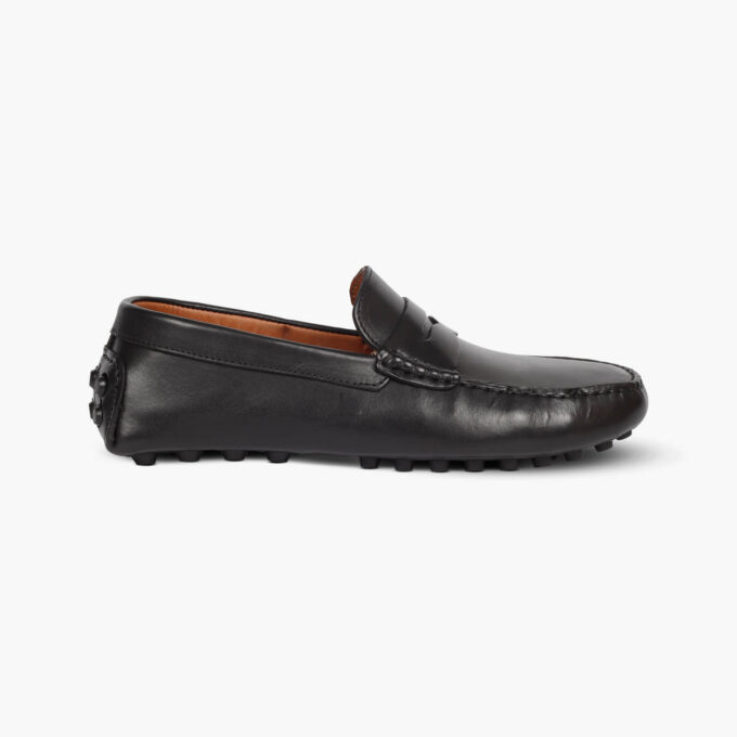 Men's Black Leather Moccasins