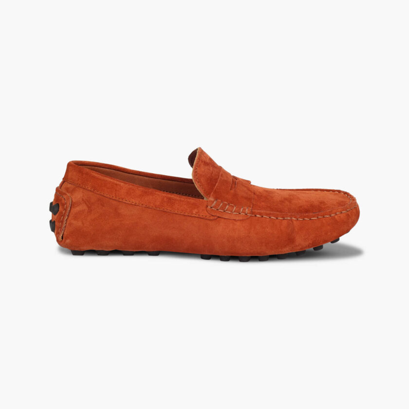 Men's Orange Leather Moccasins