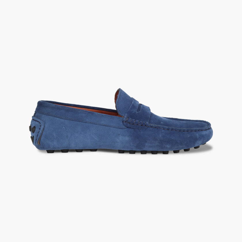 Men's Blue Leather Moccasins