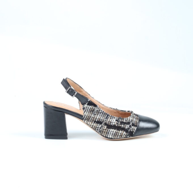 Alexa black leather and tweed