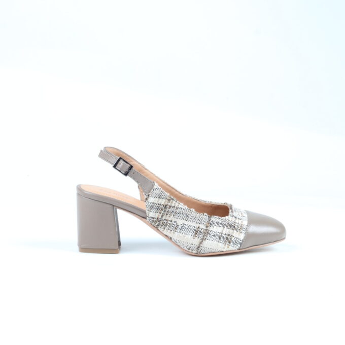 Alexa taupe leather and tweed